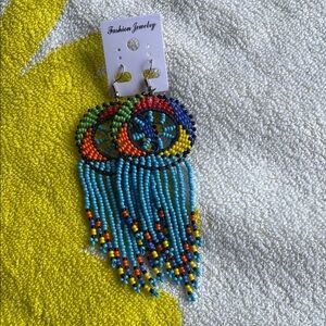 Colorful Beaded Hoop Earrings